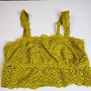 Cute Aerie Chartreuse Green Lace Bralette Bra womens size S Strapless Pullover